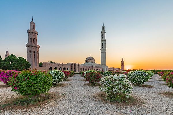 Wilson, Emily M. 아티스트의 Middle East-Arabian Peninsula-Oman-Muscat-Sunset view of the Sultan Qaboos Grand Mosque in Bawshar작품입니다.